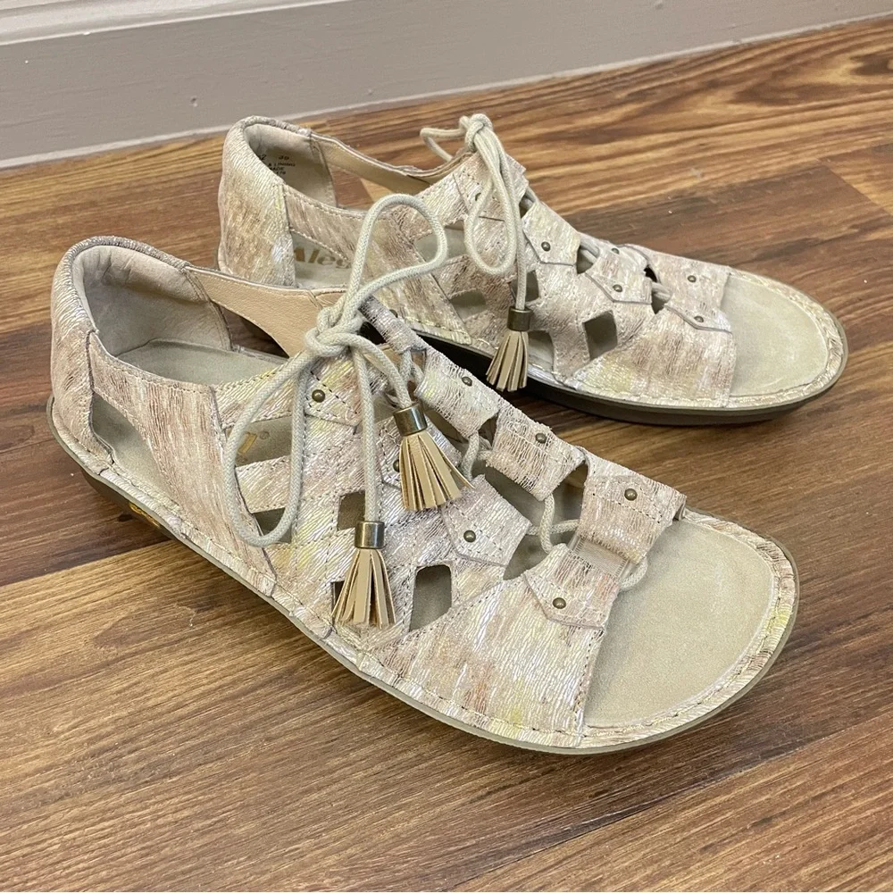 Alegría Sand Valerie Gladiator Lace Up Leather Sandals Size 39/9 - Picture 3 of 12